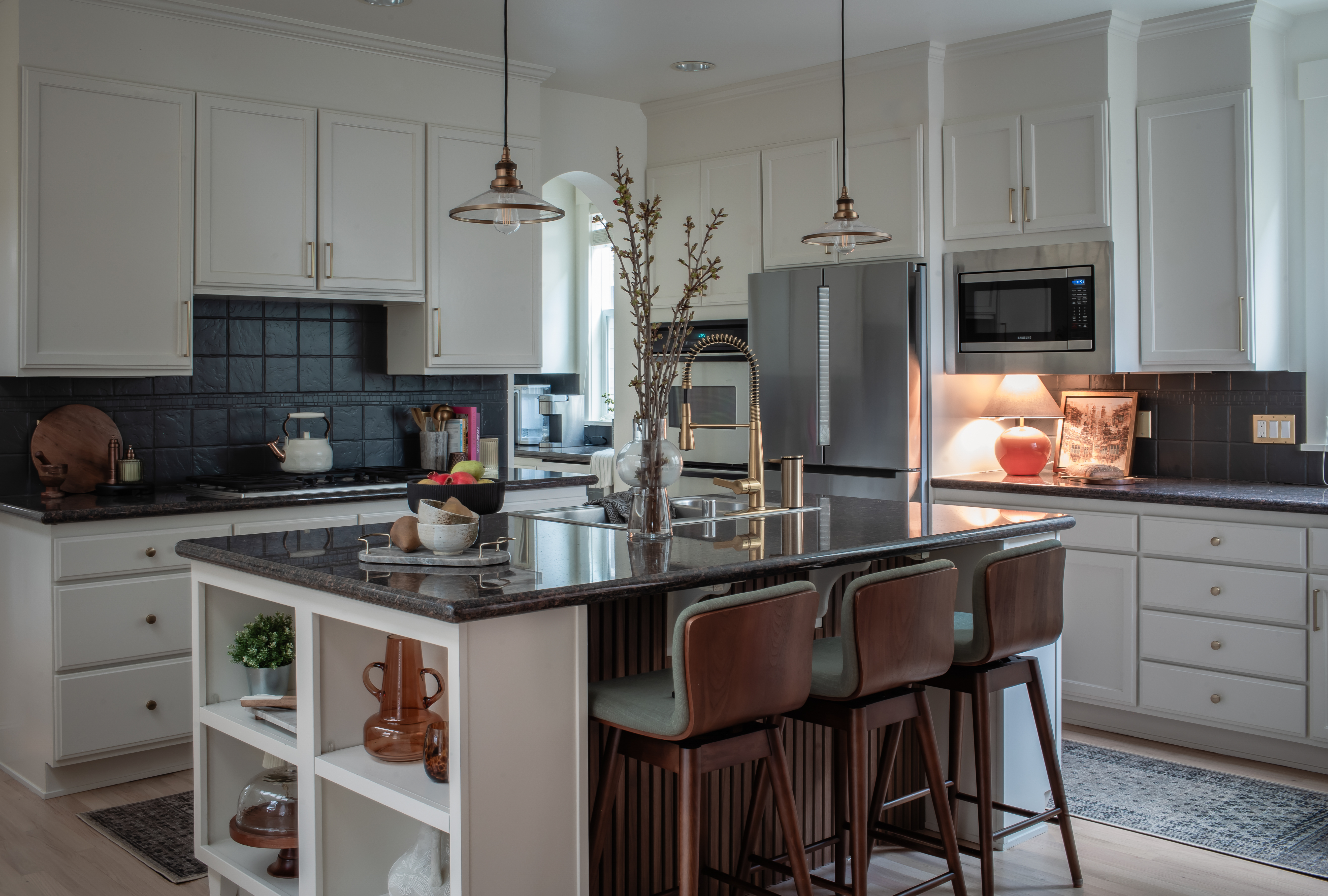 Luxury bedroom interior design in Bellevue WA by professional interior designer Nigar Murtuza with custom bedding and sophisticated decor